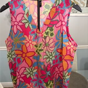 Floral Burst Sleeveless Top - Pink, Blue, Orange